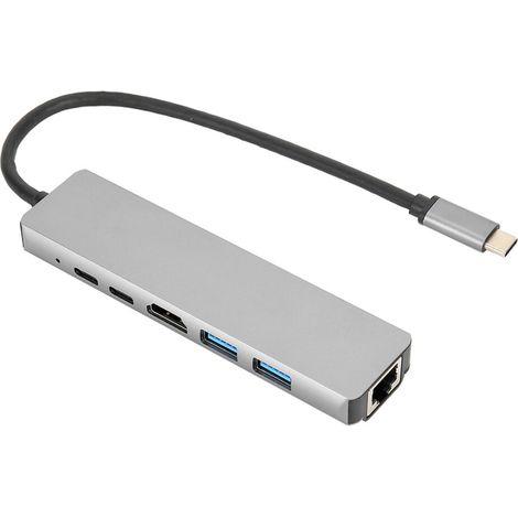 Migliora la connettività dei tuoi dispositivi con il nostro adattatore multiporta 5 in 1. Il suo chassis in lega di alluminio garantisce robustezza e supporta display 4K e trasferimenti dati ad alta v