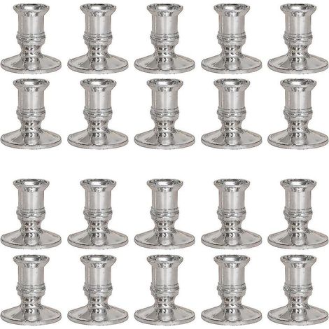 Set aus 10 Paaren romantischer Kerzenhalter für Ess- und Wohnzimmer, silberner Sockel. (1/4)