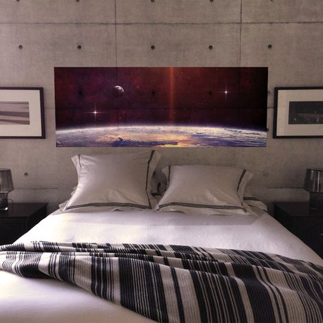 Sticker tête de lit, décorer sa chambre, la tête dans les étoile, planète, ado, 60 cm X 160 cm
