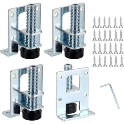 Lot de 4 pieds de nivellement réglables M10 pour meubles - Pieds robustes, embouts plastique, hauteur 0-2.8cm (1/5)