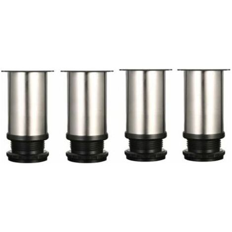 4 Pieds Réglables 8 cm De Hauteur Épaissir les pieds d'armoire Pieds de table Pieds de meubles, Acier inoxydable brossé, Hauteur réglable 0-15 mm Venez avec des vis en acier inoxydable (1/5)