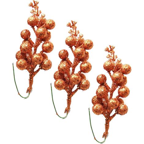 14 Tiges décoratives, baies pailletées fil acier, couronne sapin Noël, décoration maison fête mariage (1/4)