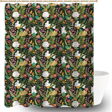 Rideau de bain imprimé polyester 180x180 À œillets renforcés cache baignoire pour salle de bain moderne (1/5)