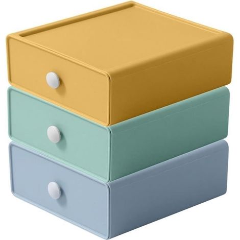 3 boîtes de rangement empilables pour bureau,Organiseur de bureau avec tiroirs,Tour de tiroir de bureau Pour bureau,coiffeuse,bureau (1/4)
