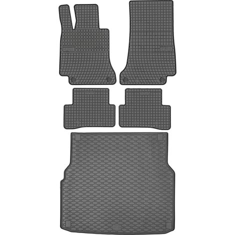Juego de alfombrillas de goma para coche y alfombrilla para maletero para Mercedes Clase C W205 familiar (de octubre de 2014 a febrero de 2021).