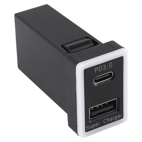 Compatible with Toyota vehicles' Type-C charging port, PD+USB super-fast charging, dual-port USB car charger (1/5)