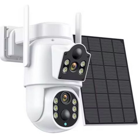 Telecamera Videosorveglianza Pannello Solare WIFI Doppia Lente Sicurezza 10 LED (1/5)