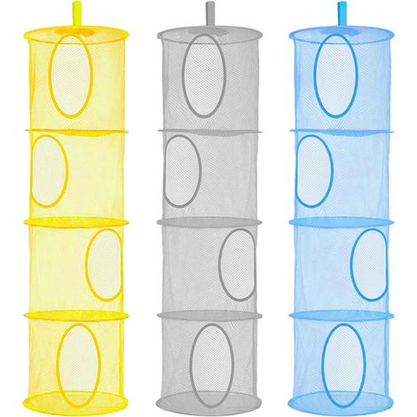 3PC Filet de rangement, 4 étagères pliables, crochet auto-adhésif, pour peluches, chambre d'enfant (1/5)