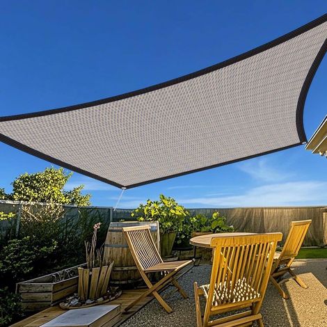Vela ombreggiante in HDPE beige, 3×2 m, impermeabile, resistente ai raggi UV, durevole, protezione per esterni per verande, patii, giardini e campeggio. (1/5)