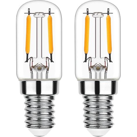 Ampoule Refrigerateur LED E14 2W 220V, T22 Ampoule Frigo Équivalent 15W Incandescent/Lampe Halogène Blanc Chaud 2700K Non Dimmable Petit LED pour Lampe de Veilleuse Hotte Machine à Coudre,Lot de 2 (1/5)