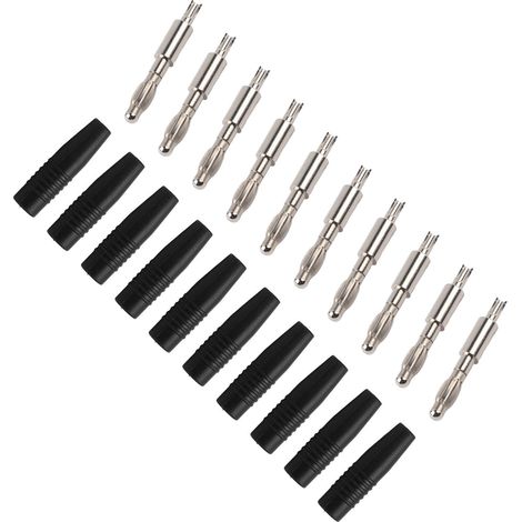 Lot de 10 fiches bananes mâles à souder de 4 mm (22.040) pour multimètre, cordons de test et haut-parleurs (noir). (1/5)