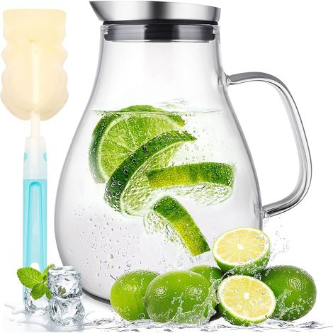 Carafe De Vidrio - 2 L - Con Tapa Y Boquilla - Para Agua E Istee - Unidad (1/5)