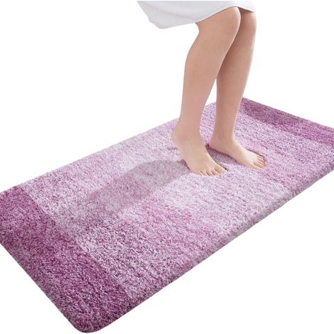 Tapis de bain de luxe en microfibre grise 40 x 60 cm - Tapis de bain doux, absorbant et antidérapant, tapis de bain moelleux 40 x 60 cm - Violet (1/5)