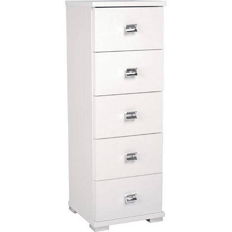 Cassettiera in legno con 5 cassetti 32x91h cm Bianco Frassinato (1/3)