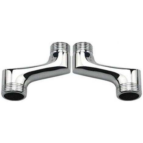 Raccord Excentré Douche en Laiton Chromé, Réducteur Coudé 1/2-3/4 Pouces, Bras Pivotant Ajustable et Raccord Mural