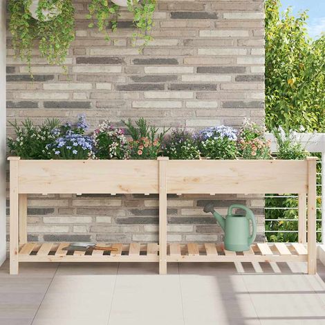 Garten-Pflanzgefäß mit Regal Beige 203,5 x 53 x 76,5 cm