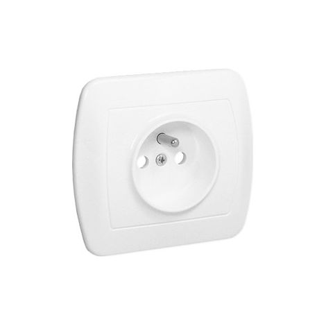 Prise simple avec mise à la terre et obturateurs AGZ1ZE/11 Cordon blanc (1/4)
