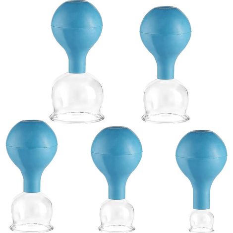5-teiliges Schröpfset aus Glas – Flammenlose Massage – Silikon und Glas – Gesicht und Körper – 24 bis 64 mm (1/5)