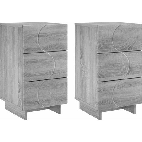 Bedside Cabinet 2 pcs Grey Sonoma 33.5 x 34.5 x 60 cm vidaXL