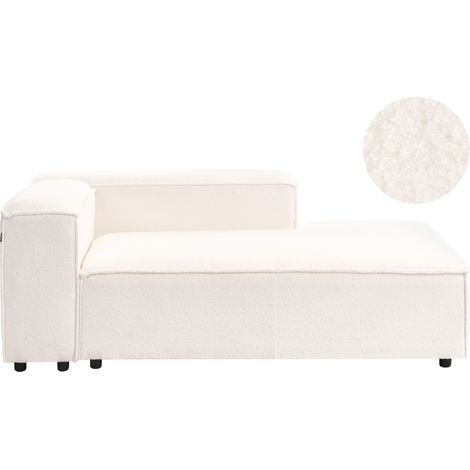 Chaise longue moderna izquierda patas negras tapicería de bouclé blanco crema Ardal (1/5)