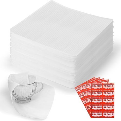 100 Feuilles Papier Bulle Déménagement, 30 x 30 cm Demenagement Feuilles Mousse Papier Avec Fragiles Inclu,Sacs d'emballage en Coton Perlé Bubble Wrap Pour Protéger Verres, Assiettes,Bouteilles de Vin (1/5)