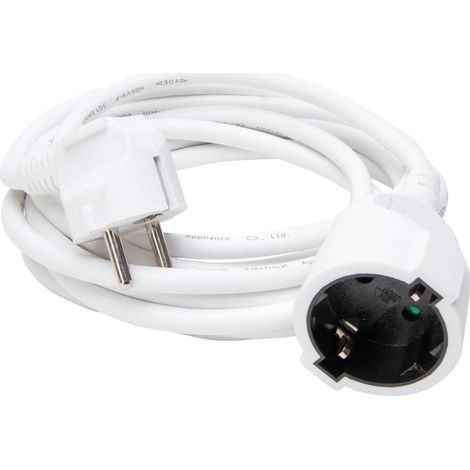 Kopp - Verlängerung, Schutzkontakt-Stecker und Schutzkontakt-Kupplung mit 3m Leitung, weiß - 143201018 (1/5)