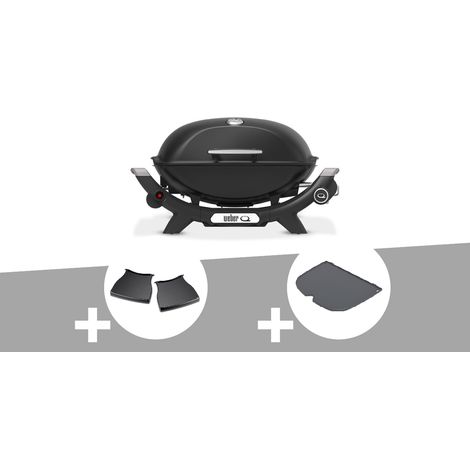 Barbecue à gaz Q 2100N noir + Plan de travail + Plancha (1/2) - Weber