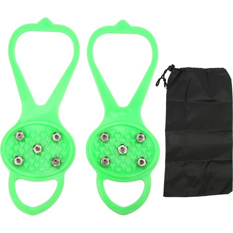 Paar 5-Punkt-Steigeisen mit Anti-Rutsch-Eigenschaften für Schuhe, starker und langlebiger Halt, Winterwandern (Größe M 35–41) Grün (1/5)