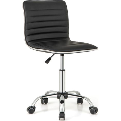 COSTWAY Task Chair Adjustable Office Chair w/Swivel Seat & Wheels-Black (1/5)