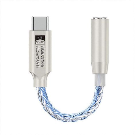 Câble adaptateur USB-C vers jack 3,5 mm décodeur audio numérique bleu, convertisseur son haute fidélité pour smartphone, tablette, PC, compatible avec tous appareils, prise casque stéréo, compact et p (1/5)