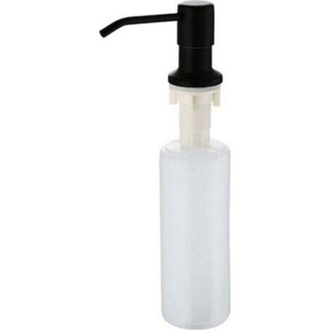 Distributeur Savon Liquide Encastrable avec Bouteille 300ML(Noir), Distributeur Savon de Mousse Evier, Distributeur Liquide Vaisselle Cuisine, Distributeur de Détergent en Acier Inoxydable pour Bains (1/4)