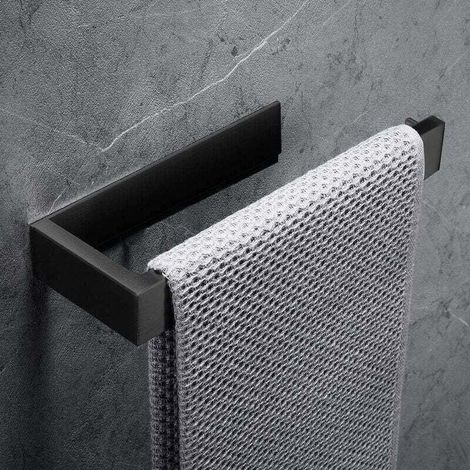 Towel ring, towel holder, 304 stainless steel towel rack, bathroom accessories (no drilling required, black) (1/4)