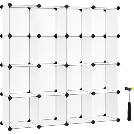 SONGMICS Scarpiera Componibile, Scaffale a 16 Cubi Modulari, Guardaroba, Recinto per Animali Domestici, Camera da Letto Cabina Armadio Ingresso, 31 x 123 x 123 cm, Bianco LPC44L (1/5)