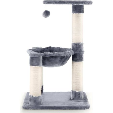 64cm Grey Cat Tree with Hammock and Scratching Posts