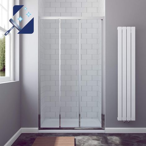 120 x 195 cm Dreiteilige Schiebetür für Nische Duschtür Nischentür Nischenschiebetür Schiebeglastür Dusche 3 Teilig Duschabtrennung Duschwand Glas 6 mm klarglas mit Nanobeschichtung (1/5)