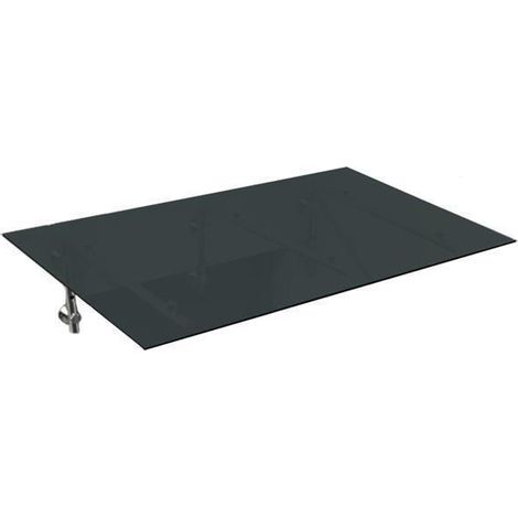 BuyLando (3L) 250x900 cm Grauglas Glasvordach inkl. Edelstahlhalter gebürstet