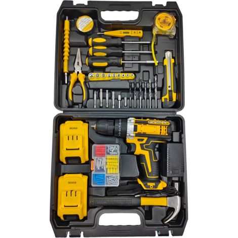 Perceuse Visseuse Sans Fil 21V, Perceuse Electrique Multifonction avec 2 Batteries Lithium et Chargeur, Tournevis Electrique pour Bricolage