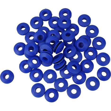 Lot de 10 ou 50 œillets ronds en plastique pour réparation de bâche de piscine solaire - Résistant aux intempéries, à la rouille et aux rayures - Bleu, vert, noir (50 pièces) (1/5)