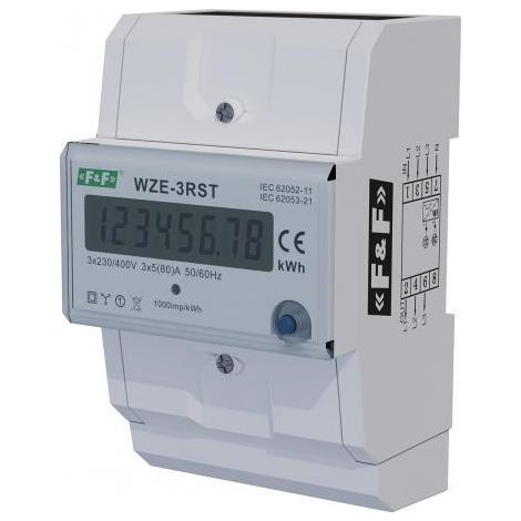 Contador de consumo de energía trifásico 80A, con función RESET WZE-3RST (1/2)