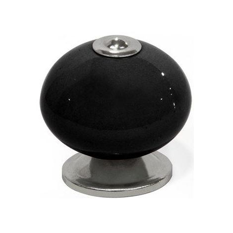 REI Bouton de meuble Boule noir porcelaine H.38 x l.40 x P.40 mm (1/2)