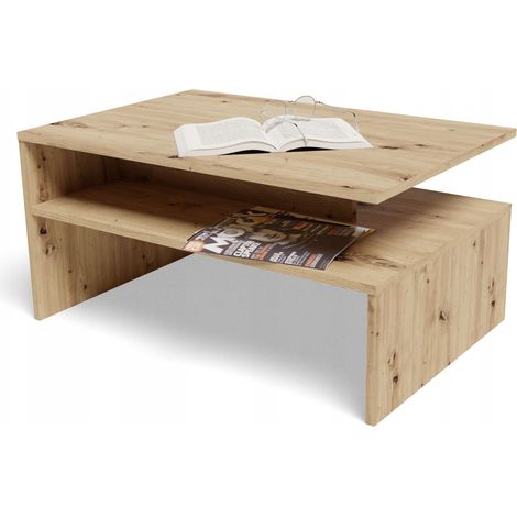 Table basse artisanale BOSTON EX3, plateau en panneau de 18 mm, avec étagère