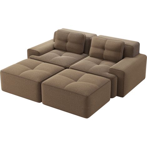Canapé modulable Cloud sans structure en U, canapé confortable en velours côtelé, canapé modulaire avec ottomane, canapé modulaire 2 places, canapé 2 places à assise profonde pour salon, canapé sans m (1/5)