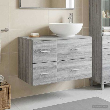 Beyamis Ensemble de meubles de salle de bain 2 pièces, gris (1/5)