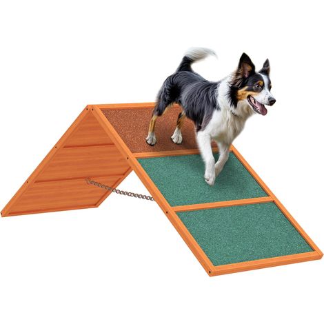 Rampe d'agilité pour chien, pliable, hauteur réglable, antidérapante, en bois de sapin, jusqu'à 40 kg, 173 x 59 x 66 cm, orange/vert