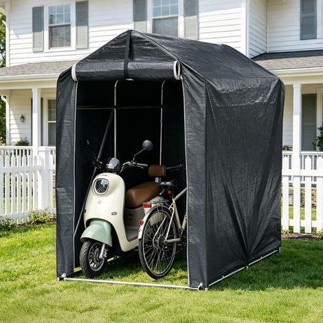 Wolketon Fahrradgarage Garagenzelt 187x100x165cm, Wasserdichtes Fahrradzelt 160g PE, UV-Schutz Unterstand für 2 Fahrräder, Stahlrahmen Verzinkt, Grau