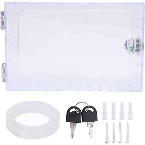 Transparent thermostat lock box lid with key guard, fits thermostats 6.1 x 3.95 x 2 inches or smaller. (1/5)