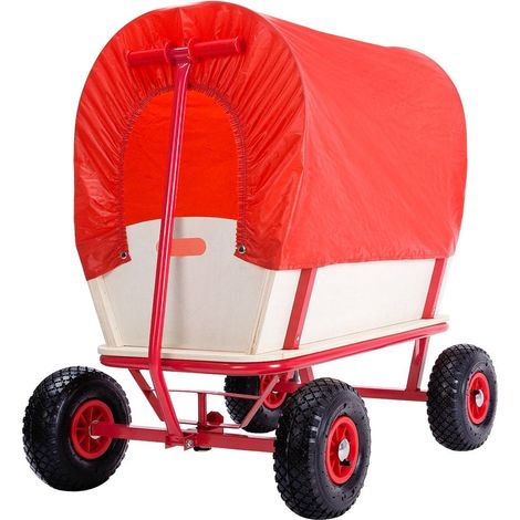 Pull along trolley with canopy 90l pneumatic tyres