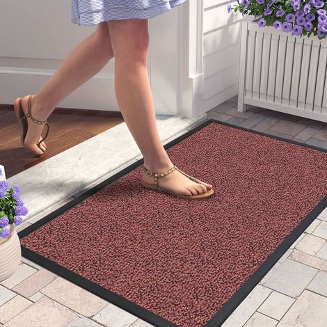 Tapis d'entrée paillasson d'accueil antipoussière Taille - MARRON-60X90 (1/4)