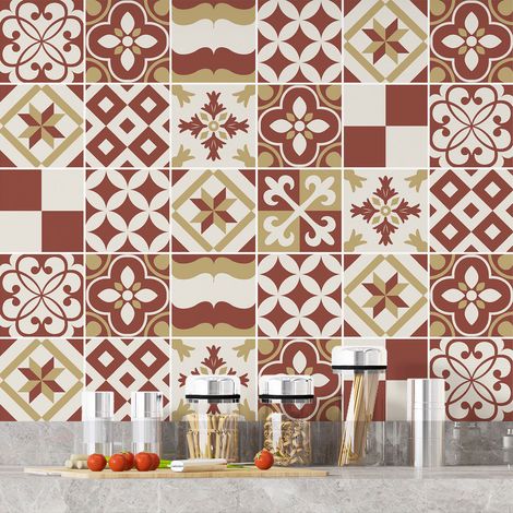 Stickers carrelage - Motif carreaux de ciment - 36 Stickers 20x20 cm - Adhésif MAT (1/3)