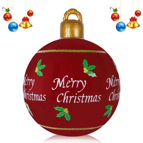 Boule de Noël gonflable géante 60 cm en PVC résistant – Idéale pour intérieur, extérieur, jardin, cour ou pelouse – Décoration festive prête à l’emploi